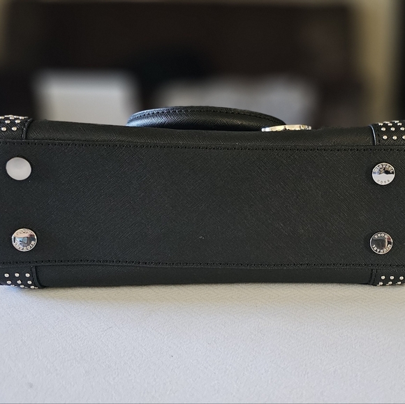 Michael Kors Dillon Microstud Crossbody Satchel Bag Black - Picture 6 of 12